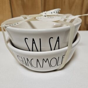 NEW w/Tags Rae Dunn SALSA GUACAMOLE Serving Bowl Set